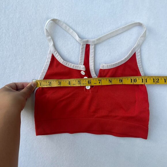Red and White Colsie Ribbed Knit Sports Bra Racerback Bralette Size S Workout - Picture 5 of 5